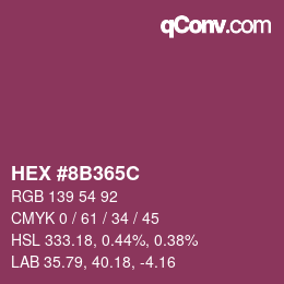 Color code: HEX #8B365C | qconv.com