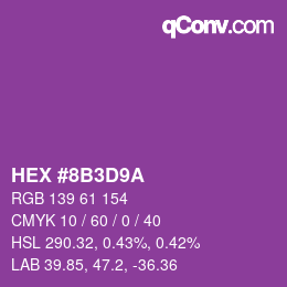 Color code: HEX #8B3D9A | qconv.com