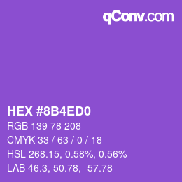颜色代码: HEX #8B4ED0 | qconv.com