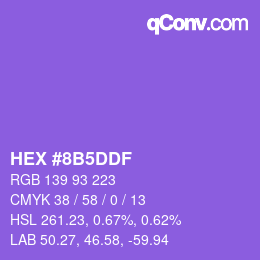 Color code: HEX #8B5DDF | qconv.com