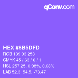 カラーコード: HEX #8B5DFD | qconv.com
