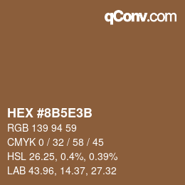 Farbcode: HEX #8B5E3B | qconv.com