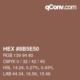 Color code: HEX #8B5E50 | qconv.com