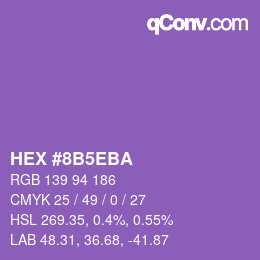 Color code: HEX #8B5EBA | qconv.com
