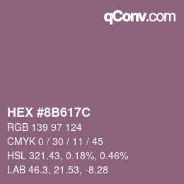 Color code: HEX #8B617C | qconv.com