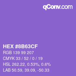 Color code: HEX #8B63CF | qconv.com