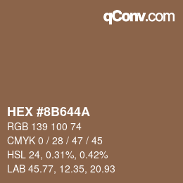 Color code: HEX #8B644A | qconv.com