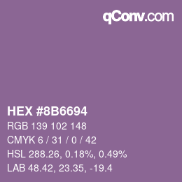 颜色代码: HEX #8B6694 | qconv.com