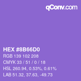 Color code: HEX #8B66D0 | qconv.com