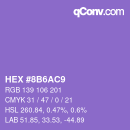 颜色代码: HEX #8B6AC9 | qconv.com