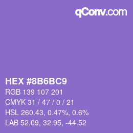 颜色代码: HEX #8B6BC9 | qconv.com