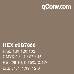 Color code: HEX #8B7866 | qconv.com