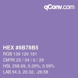 Farbcode: HEX #8B78B5 | qconv.com