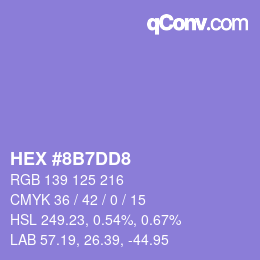 カラーコード: HEX #8B7DD8 | qconv.com