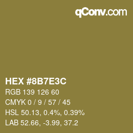 Color code: HEX #8B7E3C | qconv.com