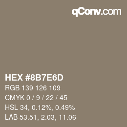 Color code: HEX #8B7E6D | qconv.com