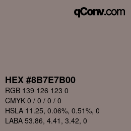Código de color: HEX #8B7E7B00 | qconv.com