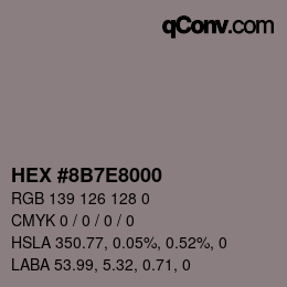 Color code: HEX #8B7E8000 | qconv.com