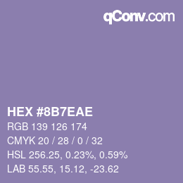 カラーコード: HEX #8B7EAE | qconv.com