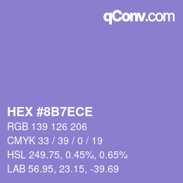 Color code: HEX #8B7ECE | qconv.com