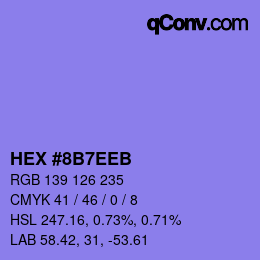 カラーコード: HEX #8B7EEB | qconv.com