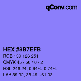 Color code: HEX #8B7EFB | qconv.com