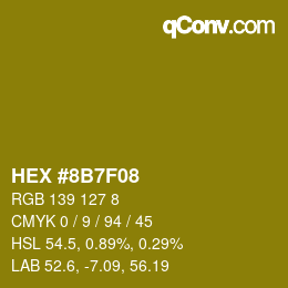Color code: HEX #8B7F08 | qconv.com