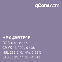 Color code: HEX #8B7F9F | qconv.com