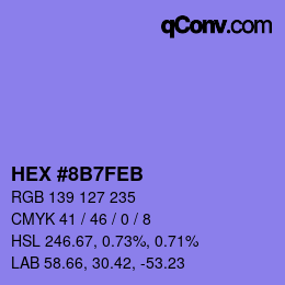 カラーコード: HEX #8B7FEB | qconv.com