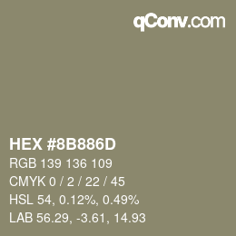 Color code: HEX #8B886D | qconv.com