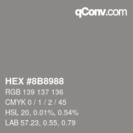 Color code: HEX #8B8988 | qconv.com