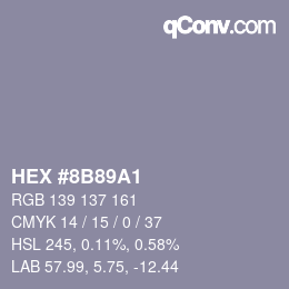 Color code: HEX #8B89A1 | qconv.com