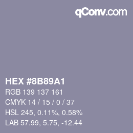 Color code: HEX #8B89A1 | qconv.com