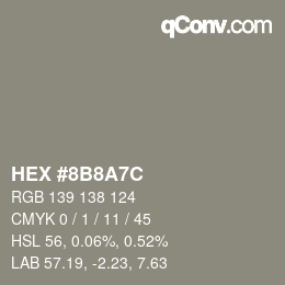 Color code: HEX #8B8A7C | qconv.com