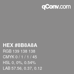 Color code: HEX #8B8A8A | qconv.com