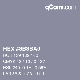 カラーコード: HEX #8B8BA0 | qconv.com