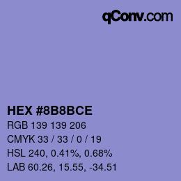 Color code: HEX #8B8BCE | qconv.com