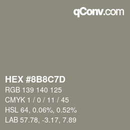Color code: HEX #8B8C7D | qconv.com