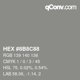 Color code: HEX #8B8C88 | qconv.com