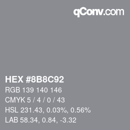 Color code: HEX #8B8C92 | qconv.com