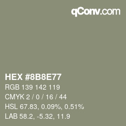 Color code: HEX #8B8E77 | qconv.com