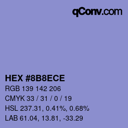 カラーコード: HEX #8B8ECE | qconv.com