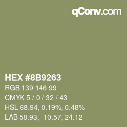 Farbcode: HEX #8B9263 | qconv.com