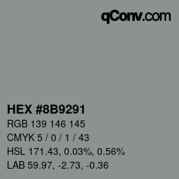 カラーコード: HEX #8B9291 | qconv.com