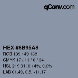 Código de color: HEX #8B95A8 | qconv.com