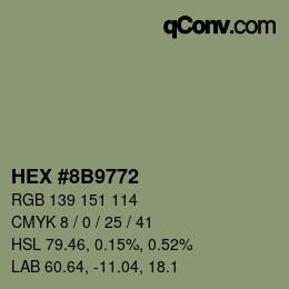 颜色代码: HEX #8B9772 | qconv.com