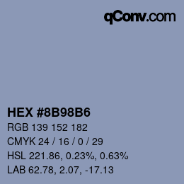 Farbcode: HEX #8B98B6 | qconv.com