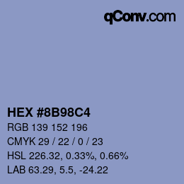 Color code: HEX #8B98C4 | qconv.com