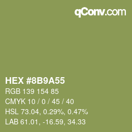 Color code: HEX #8B9A55 | qconv.com