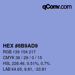 Color code: HEX #8B9AD9 | qconv.com